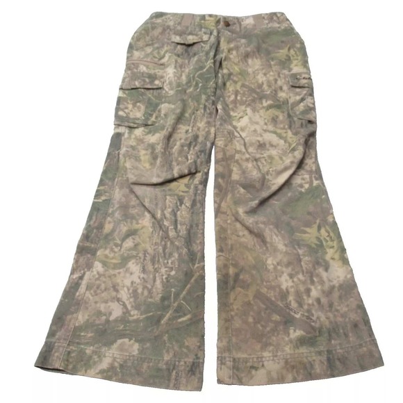 Cabela's Pants - Cabelas Camo Pants Womens 6 Belted Cargo Duck Hunting Woodland Bootcut 32x30